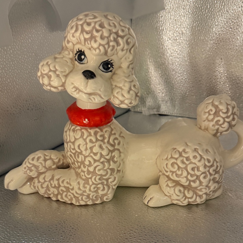 Vintage White Hand Painted Ceramic Poodle - Picture 7 of 10